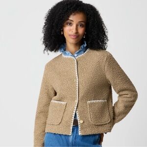NWT! | J. CREW FACTORY Women’s Sherpa blanket-stitch jacket aged teak size small